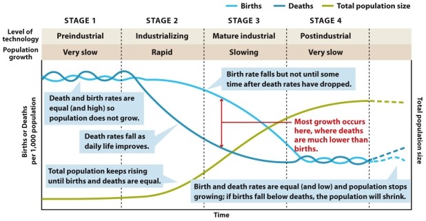 Infographic 4.5. -Refer to Infographic 4.5. The AIDS epidemic continues to affect certain African countries especially hard, as it targets individuals of reproductive and pre-reproductive age. Describe how this epidemic might prevent a country from proceeding through the demographic transition. In which stage might they be stuck?