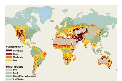 Infographic 27.3. -Refer to Infographic 27.3. Discuss three characteristics many of those areas at highest risk of desertification have in common.