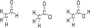 A carbonyl,the C O unit,is a component of many important functional groups.Consider the Lewis structures below.Convert the Lewis structures to line structures,showing all lone pairs.Indicate bond dipoles using the arrow method.Rank the structures for increasing partial positive charge.Predict which carbonyl carbon should have greatest partial positive charge,assuming that the chlorine lone pairs do not engage in resonance.Explain your answer.