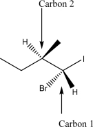 <strong>What are the configurations around carbon 1 and carbon 2 in the following molecule? </strong> A)Carbon 1 has an R configuration, and carbon 2 has an S configuration. B)Carbon 1 has an R configuration, and carbon 2 has an R configuration. C)Carbon 1 has an S configuration, and carbon 2 has an S configuration. D)Carbon 1 has an S configuration, and carbon 2 has an R configuration. E)Only carbon 2 is chiral, and it has an S configuration.