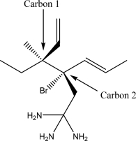 <strong>What are the configurations around carbon 1 and carbon 2 in the following molecule? </strong> A)Carbon 1 has an R configuration, and carbon 2 has an S configuration. B)Carbon 1 has an R configuration, and carbon 2 has an R configuration. C)Carbon 1 has an S configuration, and carbon 2 has an S configuration. D)Carbon 1 has an S configuration, and carbon 2 has an R configuration. E)Only carbon 2 is chiral, and it has an S configuration.