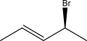 <strong>What is the IUPAC name for the following molecule? </strong> A)(S,E )-4-Bromopent-2-ene B)(S,Z )-4-Bromopent-2-ene C)(R,E )-4-Bromopent-2-ene D)(R,Z )-4-Bromopent-2-ene E)(R,Z )-2-Bromopent-4-ene