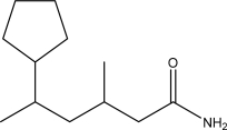 <strong>What is the IUPAC name for the following molecule? </strong> A)2-Cyclopentyl-4-methylhexanamide B)2-Cyclopentyl-4-methylhexanamine C)5-Cyclopentyl-3-methylhexanamide D)5-Cyclohexyl-3-methylhexanamine E)None of the above