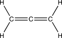 <strong>What is the geometry and hybridization of the central carbon atom in the cumulene below? </strong> A)sp<sup>3</sup> hybridized and tetrahedral B)sp<sup>3</sup> hybridized and trigonal pyramidal C)sp<sup>2</sup> hybridized and trigonal planar D)sp<sup>2</sup> hybridized and bent E)sp hybridized and linear