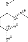 Using line structures,deduce individual resonance contributors from the resonance hybrid structure given here.Identify any lone pairs that are localized,rather than delocalized.Based on orbital hybridization theory,what orbitals accommodate these lone pairs?