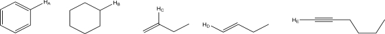 <strong>Which of the hydrogen atoms is most acidic? </strong> A)H<sub>A</sub> B)H<sub>B</sub> C)H<sub>C</sub> D)H<sub>D</sub> E)H<sub>E</sub>