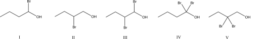<strong>Which of the following compounds is most acidic? </strong> A)I B)II C)III D)IV E)V