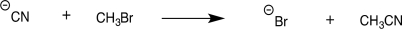 <strong>Identify the HOMO and the LUMO that participate in the following reaction. </strong> A)HOMO = nb orbital on <font face=symbol><sup></sup></font>CNLUMO = σ* orbital on CH<sub>3</sub>Br B)HOMO = π orbital on <font face=symbol><sup></sup></font>CNLUMO = π* orbital on CH<sub>3</sub>Br C)HOMO = π orbital on CH<sub>3</sub>BrLUMO = nb orbital on <font face=symbol><sup></sup></font>CN D)HOMO = nb orbital on CH<sub>3</sub>BrLUMO = π* orbital on <font face=symbol><sup></sup></font>CN E)HOMO = π orbital on <font face=symbol><sup></sup></font>CNLUMO = σ* orbital on CH<sub>3</sub>Br