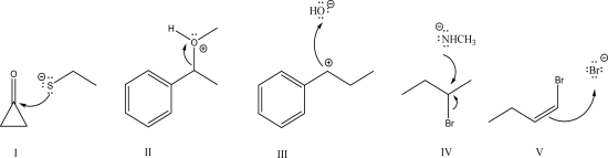 <strong>Which of the following is an acceptable mechanism step? </strong> A)I B)II C)III D)IV E)V