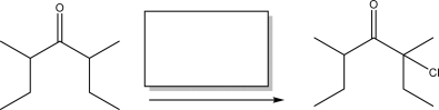 <strong>Identify the reagent(s)needed to complete the following reaction scheme.  </strong> A)NaOH, Cl<sub>2</sub> B)HOAc, Cl<sub>2</sub> C)PCl<sub>3</sub> D)HCl E)NaCl <div style=padding-top: 35px> 