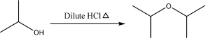 <strong>Which of the following mechanistic steps is required in the creation the following ether?  </strong> A)E1 B)electrophilic addition C)nucleophilic addition D)heterolysis E)carbocation rearrangement <div style=padding-top: 35px> 