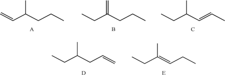 <strong>Which of the following compounds would not produce the same major product as the others when treated with HCl? </strong> A)A B)B C)C D)D E)E