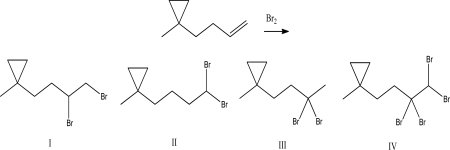 <strong>What is the product of the following reaction? </strong> A)I B)II C)III D)IV E)A mixture of II and III