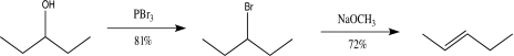 Calculate the overall percent yield of the following synthetic sequence.