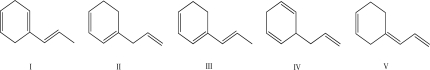 <strong>Which of the following reactions releases the least amount of heat upon hydrogenation? </strong> A)I B)II C)III D)IV E)V