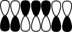 Identify the areas of constructive interference for the following atomic contributor.