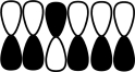 Identify the areas of constructive interference for the following atomic contributor.