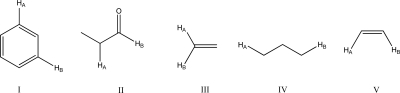 Which molecule will have the greatest coupling constant between H<sub>A</sub> and H<sub>B</sub>?  