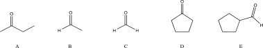 <strong>Which of the following compounds would you expect to react with a nucleophile at the highest rate? </strong> A)A B)B C)C D)D E)E