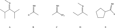 <strong>Which of the following compounds would you expect to react with a nucleophile at the lowest rate? </strong> A)A B)B C)C D)D E)E