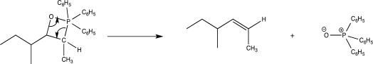 <strong>What is the major driving force for the mechanistic step shown below? </strong> A)Stability of C C bond B)Completing the octet around P C)Electron rich to electron poor D)Formation of strong P<sup>+</sup><font face=symbol></font>O<font face=symbol><sup></sup></font> bond E)Release of ring strain