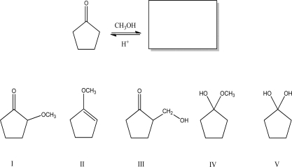 <strong>What is the most likely product of the following reaction? </strong> A)I B)II C)III D)IV E)V