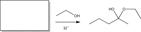<strong>Which of the following is true regarding the incomplete reaction scheme below? </strong> A)The reaction can only be completed in acidic conditions. B)The product is called an acetal. C)The starting material for this reaction is an aldehyde. D)The mechanism for this reaction requires a nucleophilic elimination step. E)The reaction is reversed using excess water and H<sup>+</sup>.
