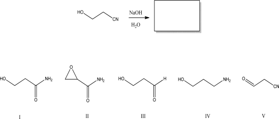 <strong>What is the most likely product of the following reaction? </strong> A)I B)II C)III D)IV E)V