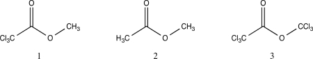<strong>Rank the following in order of increasing reaction rate of hydrolysis. </strong> A)2 < 1 < 3 B)1 < 2 < 3 C)1 < 3 < 2 D)3 < 1 < 2 E)2 < 3 < 1
