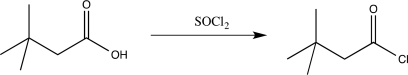 <strong>What is the major driving force for the reaction below? </strong> A)The product, an acid chloride, is more thermodynamically stable than a carboxylic acid. B)Chloride is a better nucleophile than hydroxide. C)The reaction is highly exothermic. D)Hydroxide is a better leaving group than chloride. E)The byproducts SO<sub>2</sub> and HCl bubble out of solution irreversibly.
