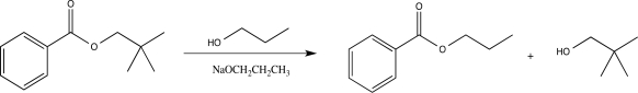 <strong>The reaction below is an example of a(n)________ reaction. </strong> A)alcoholysis B)base-catalyzed transesterification C)saponification D)acid-catalyzed transesterification E)ester hydrolysis