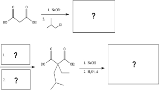 Fill in the missing reagents and intermediates to complete the synthesis below.