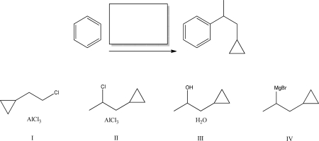 <strong>Which reagent(s)will best complete the following reaction? </strong> A)I B)II C)III D)IV E)Both I and II will complete the reaction.