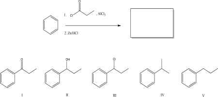<strong>What is the most likely product of the following reaction? </strong> A)I B)II C)III D)IV E)V