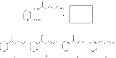 <strong>What is the most likely product of the following reaction? </strong> A)I B)II C)III D)IV E)No reaction will occur.