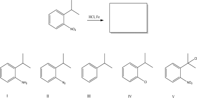 <strong>What is the product of the following reaction? </strong> A)I B)II C)III D)IV E)V