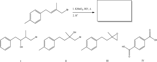 <strong>What is the most likely product of the following reaction? </strong> A)I B)II C)III D)IV E)No reaction will occur.