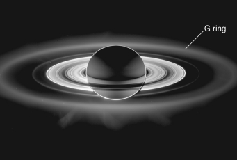 <strong>Saturn's G ring, as shown in the figure below, is known as: </strong> A) a ringlet B) an arclet C) a diffuse ring D) a spoke E) a crepe ring