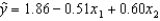 In reference to the equation , the value 0.60 is the average change in y per unit change in x<sub>2</sub>, regardless of the value of x<sub>1</sub>.