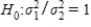 When the necessary conditions are met,a two-tail test is being conducted at α = .05 to test .The two sample variances are and ,and the sample sizes are n<sub>1</sub> = 25 and n<sub>2</sub> = 25.The calculated value of the test statistic will be F = 2.