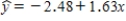 Given the least squares regression line ,and a coefficient of determination of 0.81,the coefficient of correlation is: