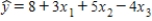 <strong>A multiple regression model has the form .As x<sub>3</sub> increases by one unit,with x<sub>1</sub> and x<sub>2</sub> held constant,the y on average is expected to:</strong> A)increase by 1 unit. B)increase by 12 units. C)decrease by 4 units. D)decrease by 16 units.