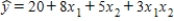 <strong>For the following regression equation ,which combination of x<sub>1</sub> and x<sub>2</sub>,respectively,results in the largest average value of y?</strong> A)3 and 5 B)5 and 3 C)6 and 3 D)3 and 6
