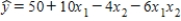 <strong>For the following regression equation ,a unit increase in x<sub>2</sub>,while holding x<sub>1</sub> constant at a value of 3,decreases the value of y on average by:</strong> A)22 B)50 C)56 D)An amount that depends on the value of x<sub>2</sub>
