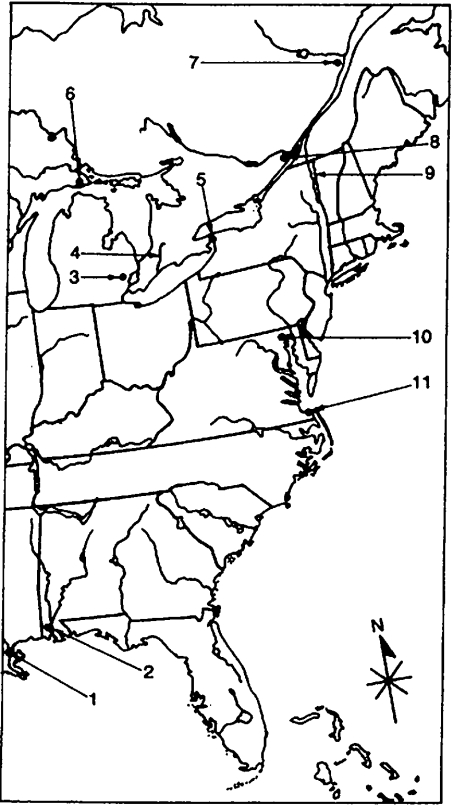 COMPLETION Locate the following places by reference number on the map: ____ Fort Niagara