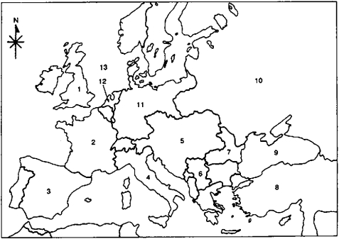 COMPLETION Locate the following places by reference number on the map: ____ Locate the Black Sea.