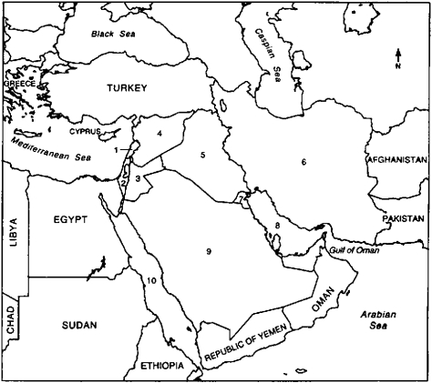 COMPLETION Locate the following places by reference number on the map: ____ Israel