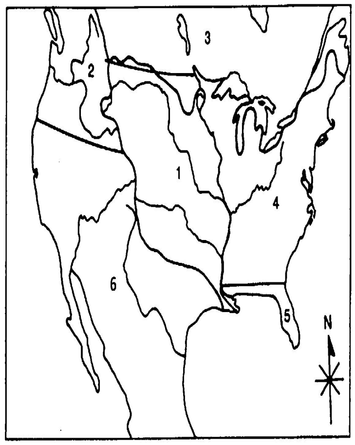 Locate the following places by reference number on the map: North America Following the Louisiana Purchase, c. 1803 ____ Spanish Florida