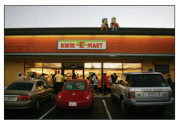 FIGURE 16-10 -What is a product placement (like the 7-Eleven Kwik-E-Mart) shown in Figure 16-10 above? Discuss two reasons why firms use them.