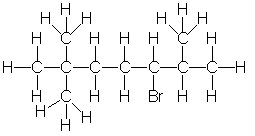 <strong>Which of the following is the correct condensed structure for the following compound? </strong> A) CH<sub>3</sub>C(CH<sub>3</sub>)<sub>2</sub>(CH<sub>2</sub>)<sub>2</sub>(CH)BrC(CH<sub>3</sub>)<sub>2</sub> B) CH<sub>3</sub>CH<sub>3</sub>CH<sub>3</sub>C(CH<sub>2</sub>)<sub>2</sub>C(CH<sub>3</sub>)<sub>2</sub>CHBr C) (CH<sub>3</sub>)<sub>3</sub>C(CH<sub>2</sub>)<sub>3</sub>BrCHCH<sub>3</sub>CH<sub>3</sub> D) CH<sub>3</sub>CH<sub>3</sub>CH<sub>3</sub>C(CH<sub>2</sub>)<sub>2</sub>CHBrCHCH<sub>3</sub>CH<sub>3</sub> E) (CH<sub>3</sub>)<sub>3</sub>C(CH<sub>2</sub>)<sub>2</sub>CHBrCH(CH<sub>3</sub>)<sub>2</sub>